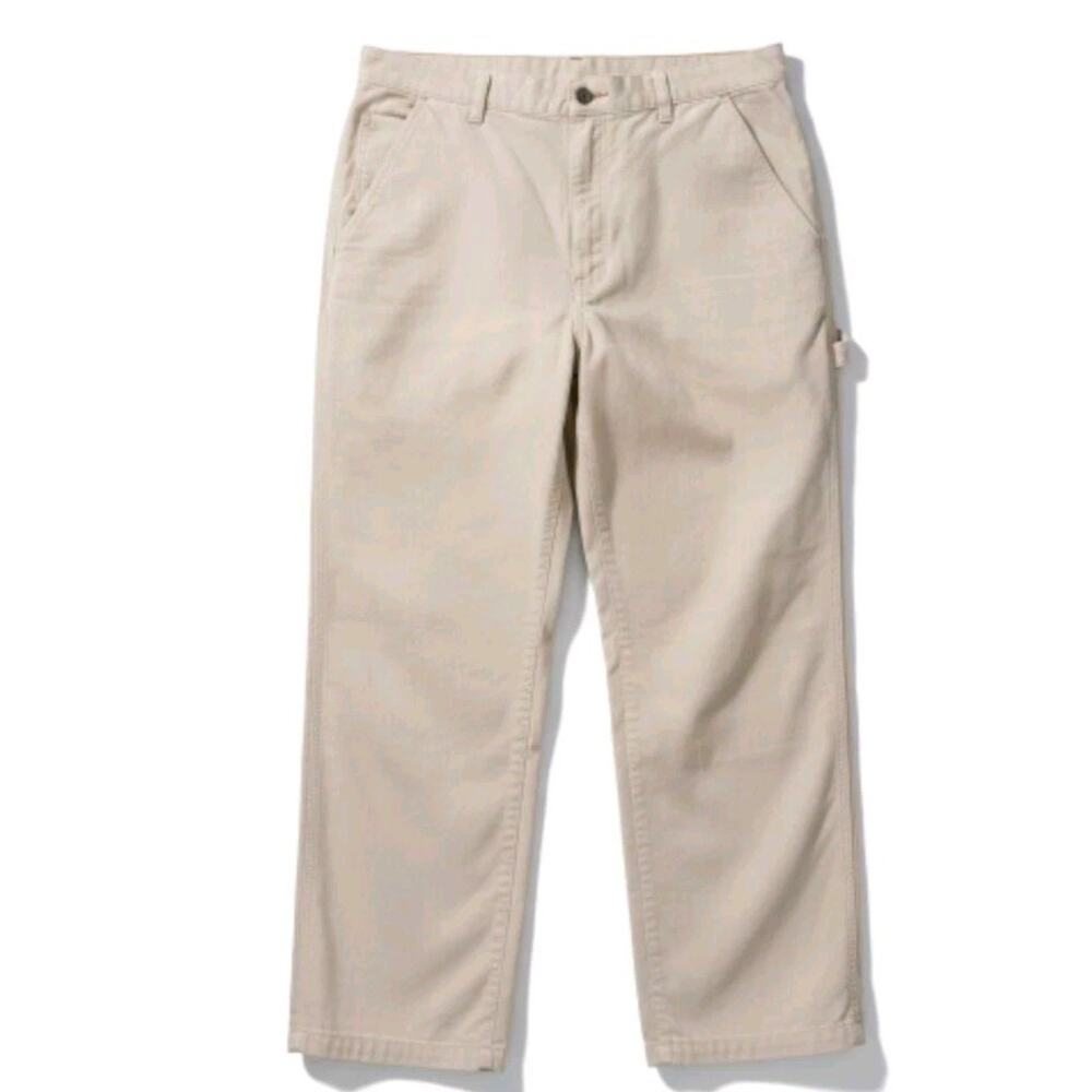 Y2K Vintage Cargo Corduroy Pants Men's Sz 36 Ivory Cotton Carpenter Canyon River